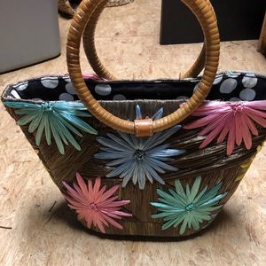 Kate Spade woven raffia flower bag